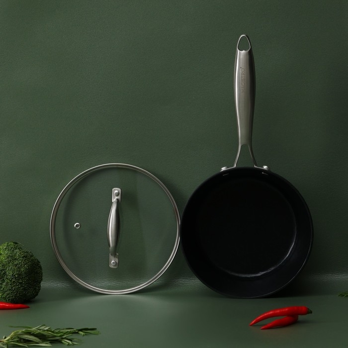 Ковш из нержавеющей стали Magistro «Rock Stone», 1,5 л, d=18 см, h=8 см, с крышкой, антипригарное покрытие, индукция Ковш из нержавеющей стали Magistro «Rock Stone», 1,5 л, d=18 см, h=8 см, с крышкой, антипригарное покрытие, индукция