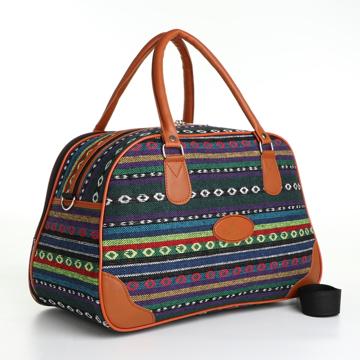 Сумка дорожная женская, 2 отдела на молниях, длинный ремень, цвет разноцветный Сумка дорожная женская, 2 отдела на молниях, длинный ремень, цвет разноцветный