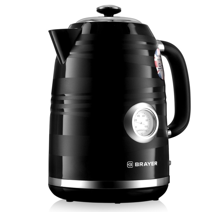 Чайник электрический BRAYER 1059BR, пластик, 1.7 л, 2200 Вт, термометр, чёрный Чайник электрический BRAYER 1059BR, пластик, 1.7 л, 2200 Вт, термометр, чёрный