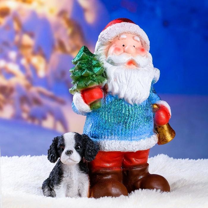 Новогодняя фигура  Новогодняя фигура "Дед мороз с елкой" с блестками 37см