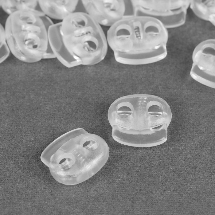 Набор двойных фиксаторов для шнура, d = 4 мм, 20 × 20 мм, 50 шт, цвет прозрачный Набор двойных фиксаторов для шнура, d = 4 мм, 20 × 20 мм, 50 шт, цвет прозрачный