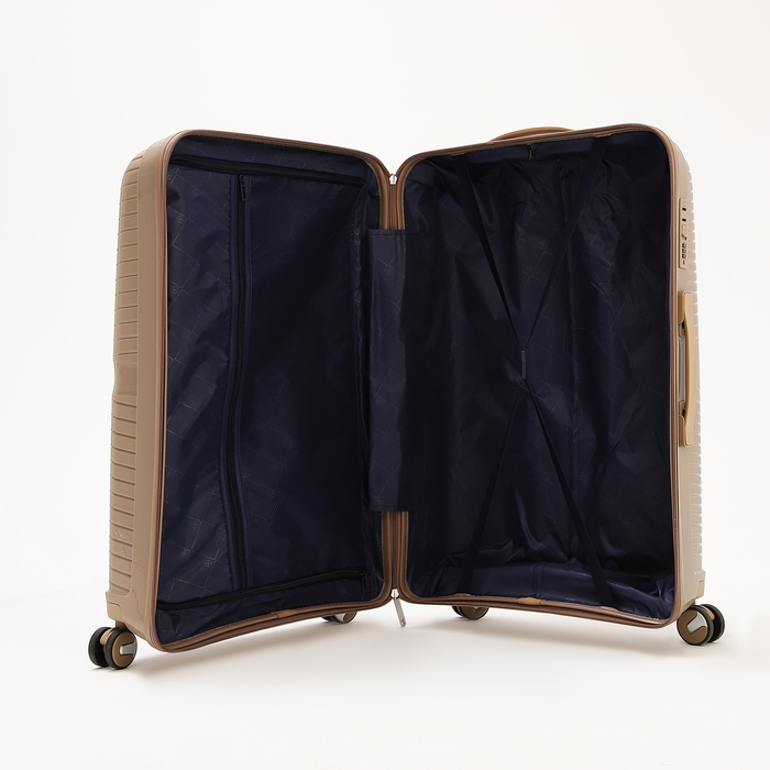 Чемодан большой 100 л (L), отдел на молнии, кодовый замок, 4 колеса, цвет коричневый Чемодан большой 100 л (L), отдел на молнии, кодовый замок, 4 колеса, цвет коричневый