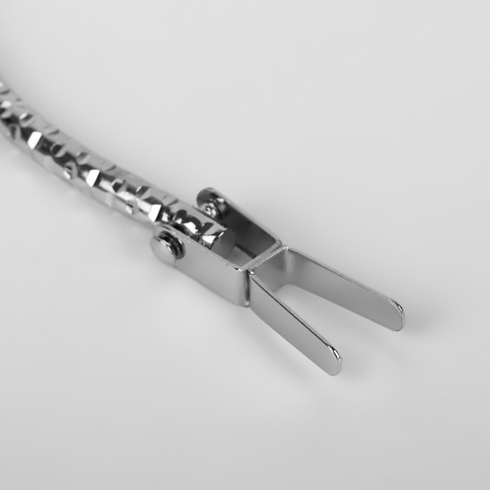 Ручка для сумки «Рифлёная рамка», металлическая, на прокол, 13 × 9 см, цвет серебряный Ручка для сумки «Рифлёная рамка», металлическая, на прокол, 13 × 9 см, цвет серебряный