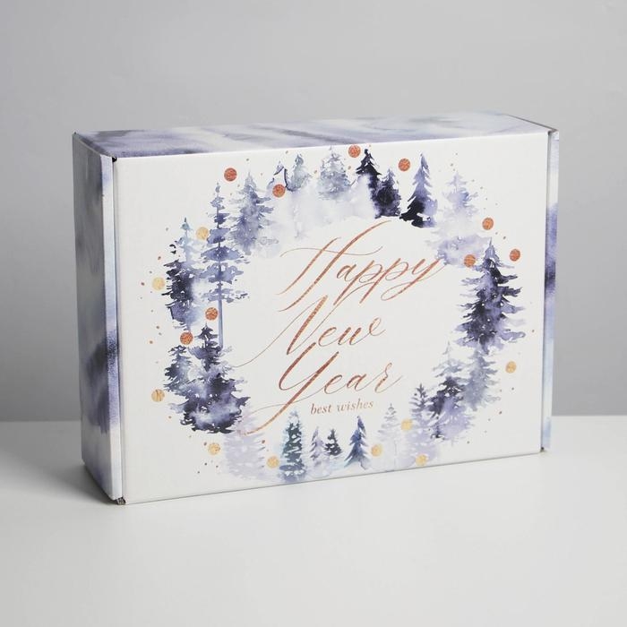 Коробка подарочная новогодняя складная Happy New Year, 30,7 х 22 х 9,5 см, Новый год Коробка подарочная новогодняя складная Happy New Year, 30,7 х 22 х 9,5 см, Новый год