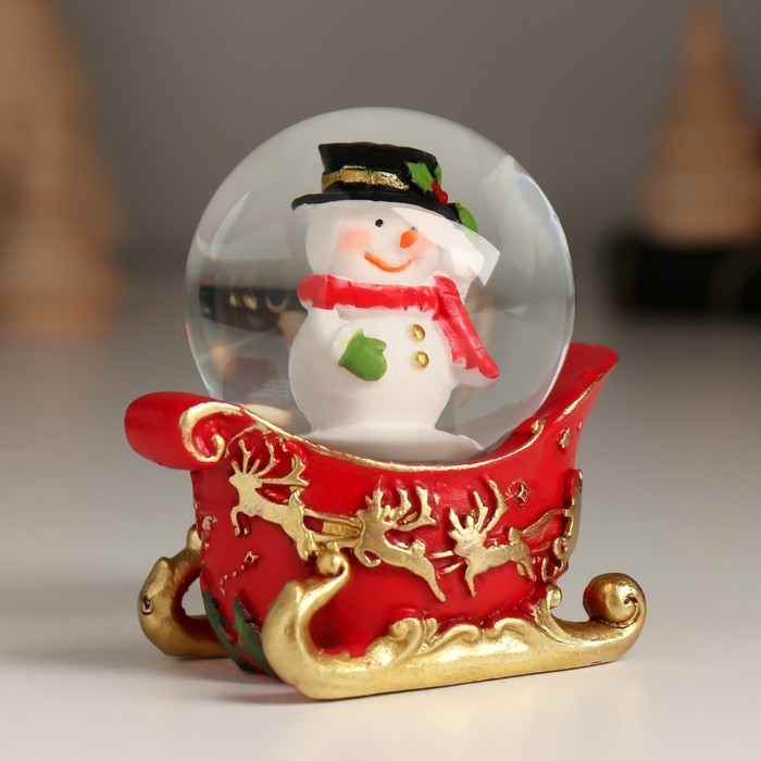 Сувенир полистоун водяной шар Сувенир полистоун водяной шар "Новогодний поезд и сани" набор 4 шт 24,7х4,5х6 см