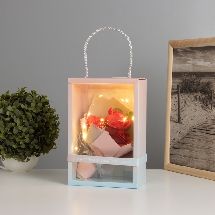 Ночник «Букет роз» красный LED 3хAG10 7.5х15.5х23см