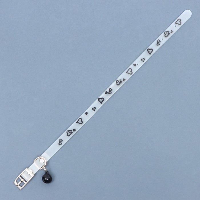 Ошейник, светящийся в темноте, Ошейник, светящийся в темноте, "Нежные сердца" (люминесцентный), 30 х 1 см, ОШ 19-26 см, микс