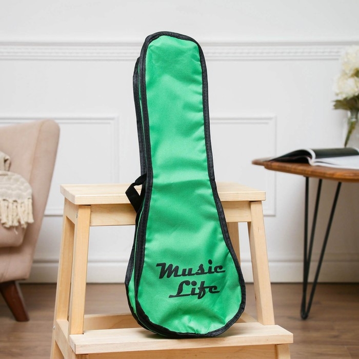 Чехол для укулеле сопрано Music Life, 20 х 8 х 57 см, зелёный Чехол для укулеле сопрано Music Life, 20 х 8 х 57 см, зелёный