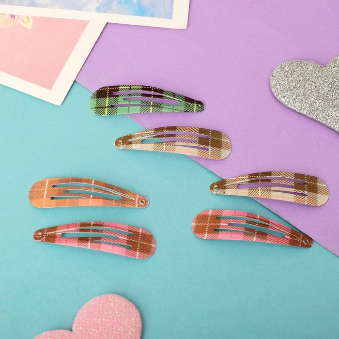 Невидимки для волос  Невидимки для волос "Милана" (набор 10 шт) клетка, 4,5 см