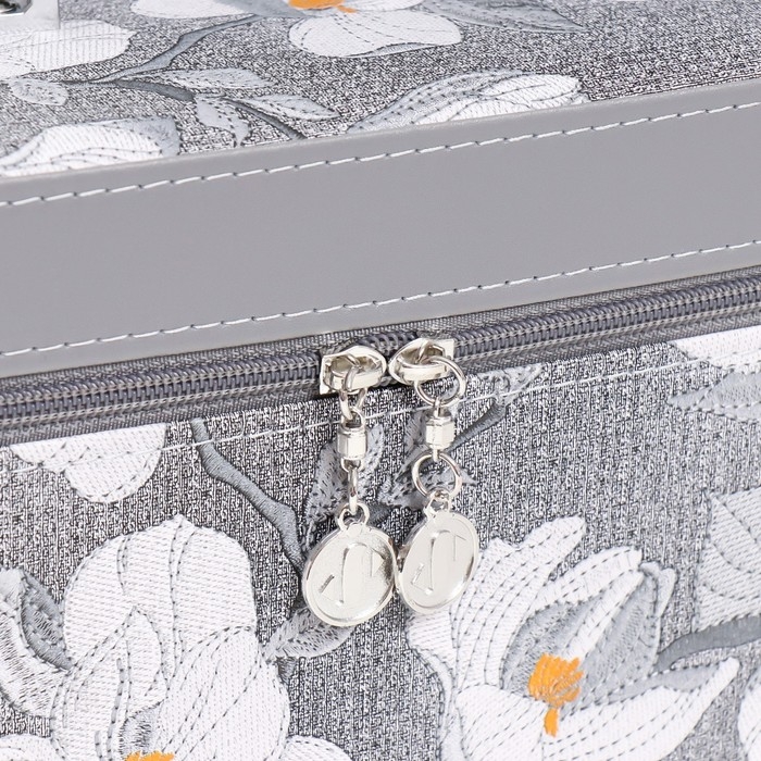 Шкатулка кожзам с зеркалом  Шкатулка кожзам с зеркалом "Цветы. Серый" набор 3 шт 18х10х12,5 21х13х15,5 23х15х18,5 см