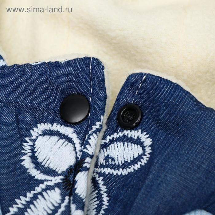 Куртка для собак с цветами, XL (ДС 35 см, ОШ 32 см, ОГ 49 см), тёмно-синяя Куртка для собак с цветами, XL (ДС 35 см, ОШ 32 см, ОГ 49 см), тёмно-синяя