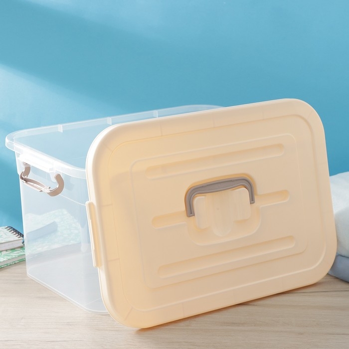 Контейнер для хранения с крышкой Доляна, 15 л, 41,5×27×22 см, цвет бежевый Контейнер для хранения с крышкой Доляна, 15 л, 41,5×27×22 см, цвет бежевый