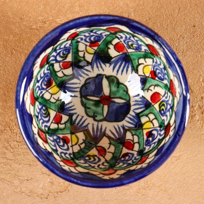 Пиала Риштанская керамика  Пиала Риштанская керамика "Узоры", 8,5 см, малая коньячная, микс