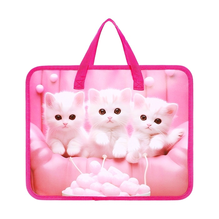 Папка с ручками пластиковая, А4, Белые котята Папка с ручками пластиковая, А4, Белые котята