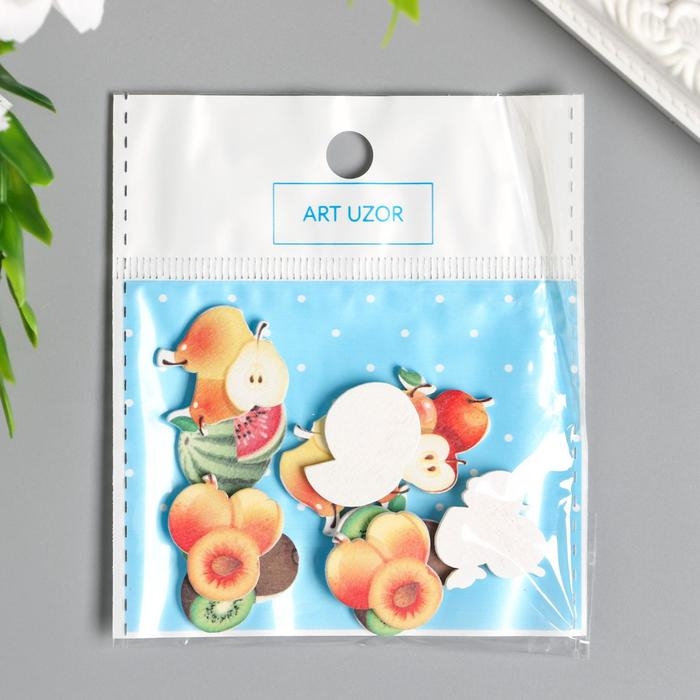 Декор для творчества дерево "Фрукты" набор 10 шт 2х2,2 см