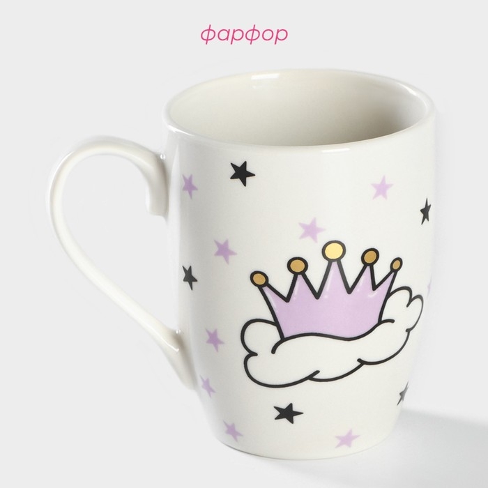 Кружка фарфоровая Доляна «Принцесса», 350 мл, цвет белый Кружка фарфоровая Доляна «Принцесса», 350 мл, цвет белый