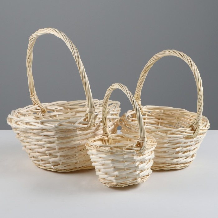 Набор корзин, 3 шт, 24×12×12/29 см, 19×10×10/25 см, 15×9×9/20 см, ива Набор корзин, 3 шт, 24×12×12/29 см, 19×10×10/25 см, 15×9×9/20 см, ива