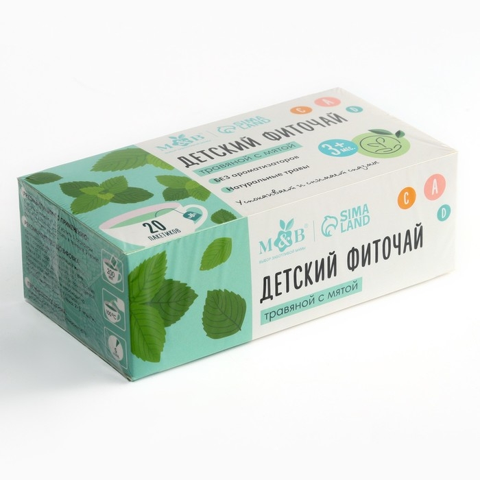 Детский фиточай M&B, травяной с мятой, 3+ мес, 20 п Детский фиточай M&B, травяной с мятой, 3+ мес, 20 п