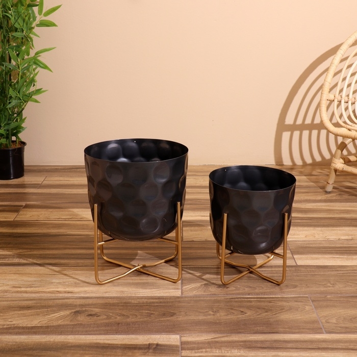 Кашпо на подставке  Кашпо на подставке "Хани" металл (набор 2 шт), диаметр 30 и 25 см