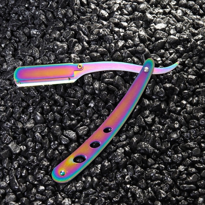 Опасная бритва Шаветт (без лезвия) из нержавеющей стали, блики Опасная бритва Шаветт (без лезвия) из нержавеющей стали, блики