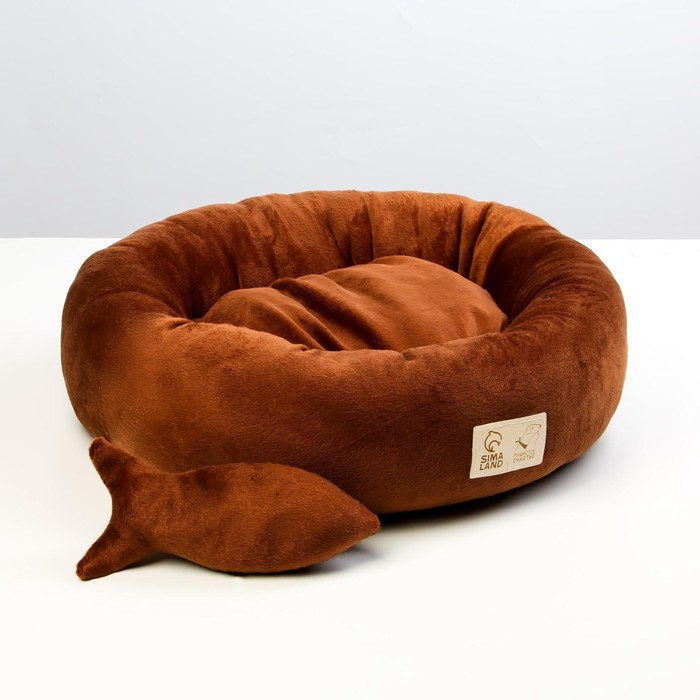 Лежанка с рыбкой, 45х35х11 см, коричневая Лежанка с рыбкой, 45х35х11 см, коричневая