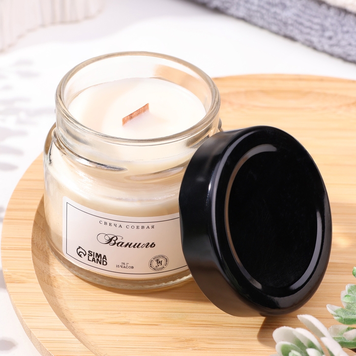Свеча ароматическая из соевого воска в банке, 75 г, ваниль Свеча ароматическая из соевого воска в банке, 75 г, ваниль