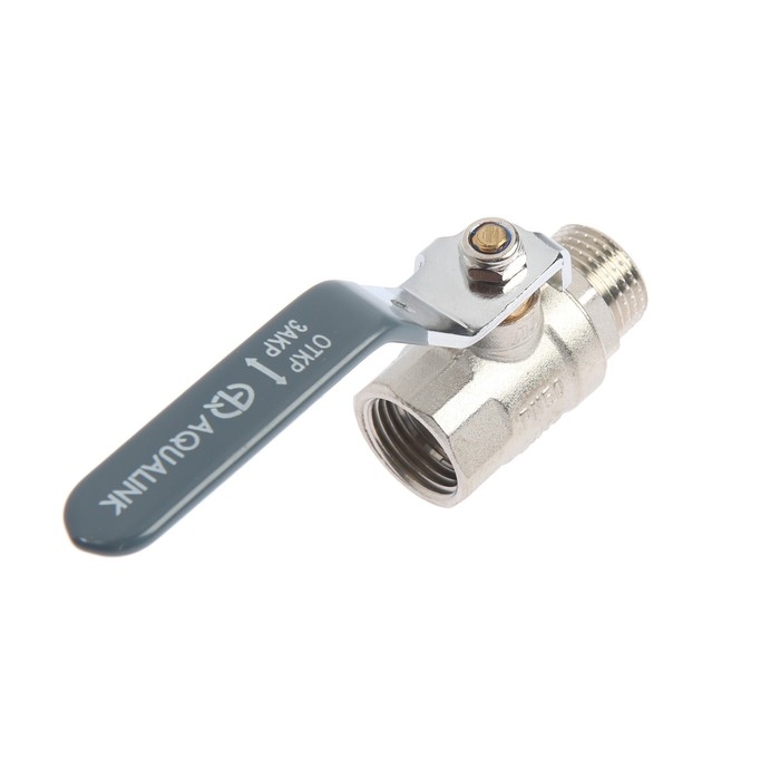 Кран шаровой AQUALINK, PN 50, внутренняя/наружная резьба 1/2 Кран шаровой AQUALINK, PN 50, внутренняя/наружная резьба 1/2", рычаг, никелированный