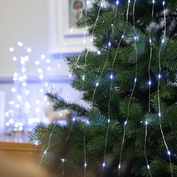 Гирлянда «Конский хвост» 8 нитей по 2 м, IP20, серебристая нить, 160 LED, свечение белое, USB Гирлянда «Конский хвост» 8 нитей по 2 м, IP20, серебристая нить, 160 LED, свечение белое, USB