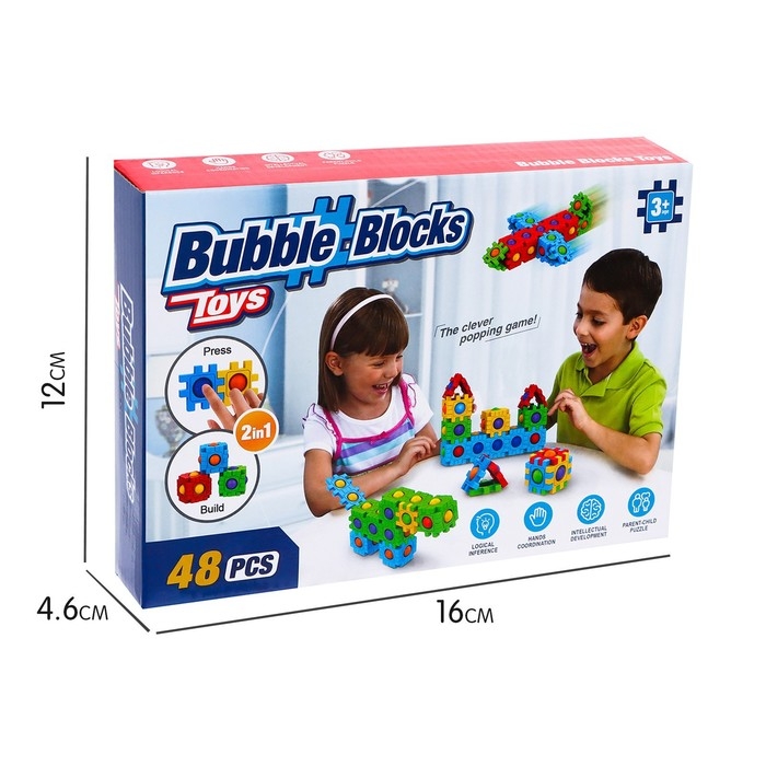 Конструктор-пазл «Поп ит», 2 в 1, 48 деталей Конструктор-пазл «Поп ит», 2 в 1, 48 деталей