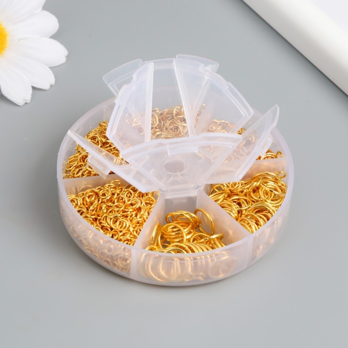 Кольца зажимные металл в шкатулке Кольца зажимные металл в шкатулке "Золото" 880 шт 8х8х2 см