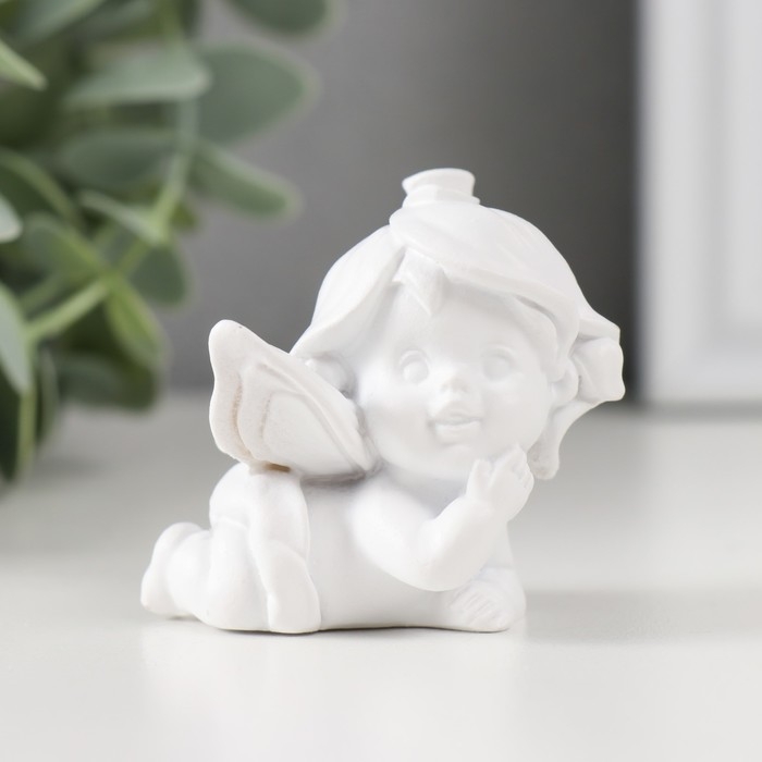 Сувенир полистоун Сувенир полистоун "Малыш-ангел в шапочке из цветка" МИКС 5х4,5х5 см