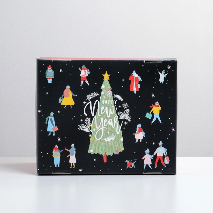 Коробка подарочная новогодняя складная «Happy new year», 31,2 х 25,6 х 16,1 см, Новый год Коробка подарочная новогодняя складная «Happy new year», 31,2 х 25,6 х 16,1 см, Новый год