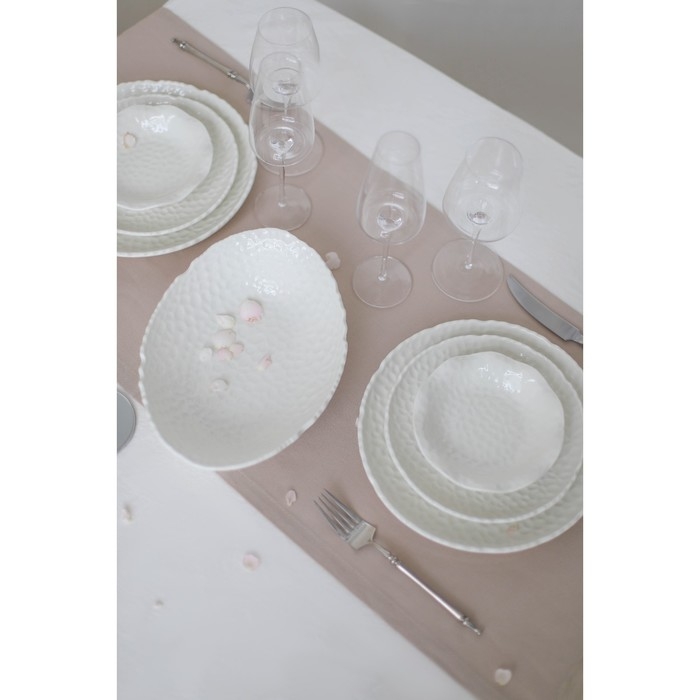 Блюдо керамическое овальное «Воздушность», 1 л, цвет белый Блюдо керамическое овальное «Воздушность», 1 л, цвет белый