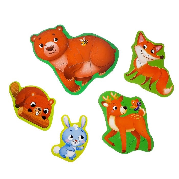 Макси-пазлы «Лесные жители», 5 пазлов, 20 деталей Макси-пазлы «Лесные жители», 5 пазлов, 20 деталей