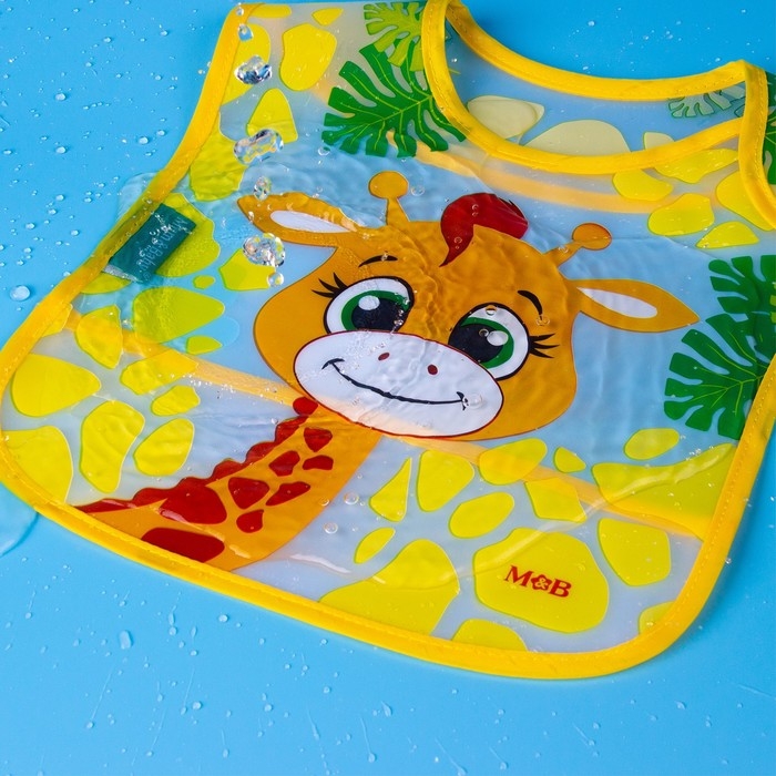 Нагрудник для кормления «Жирафик Лило» непромокаемый на липучке, с карманом Нагрудник для кормления «Жирафик Лило» непромокаемый на липучке, с карманом