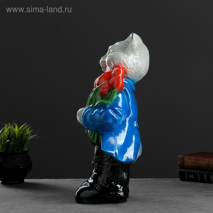 Копилка Копилка "Кот большой с тюльпанами" серый 20х23х41см МИКС