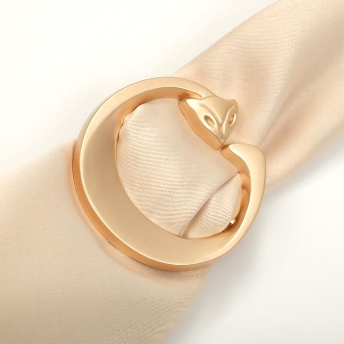 Пряжка для платка «Лисичка» с хвостиком, цвет матовое золото