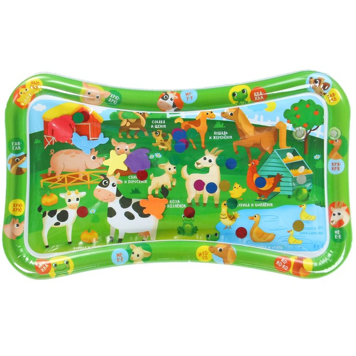 Акваковрик надувной развивающий водный коврик «Домашние животные», 80x50 см, Крошка Я Акваковрик надувной развивающий водный коврик «Домашние животные», 80x50 см, Крошка Я