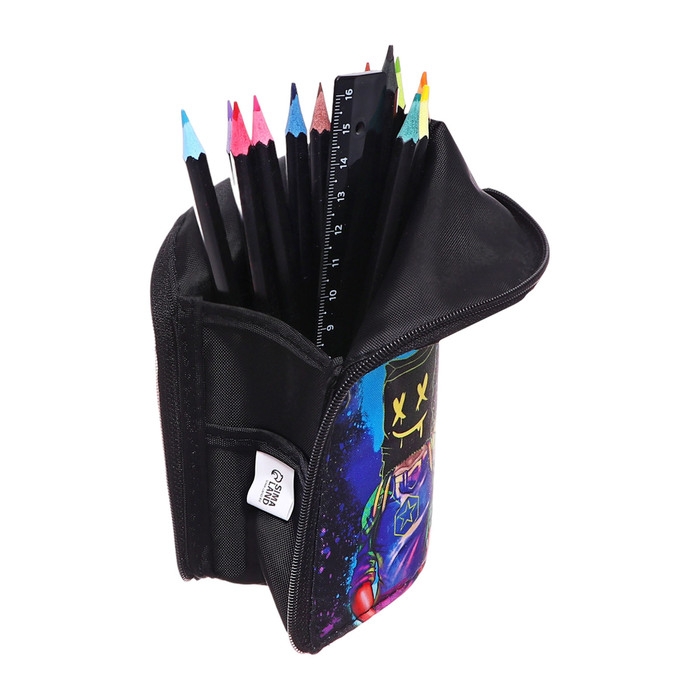 Пенал мягкий, тубус-подставка, 85 х 210 мм, c наполнением 16 предметов, Calligrata Пенал мягкий, тубус-подставка, 85 х 210 мм, c наполнением 16 предметов, Calligrata "Маска", для мальчиков