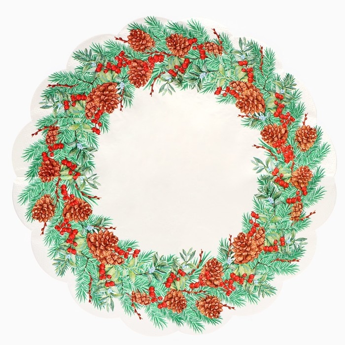 Новый год. Салфетки бумажные Art Bouquet Rondo Новый год. Салфетки бумажные Art Bouquet Rondo "Новогодний венок - 3" , 3 слоя, d 32, 12 шт