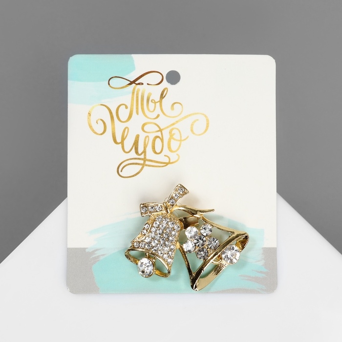 Брошь «Колокольчики», цвет белый в золоте Брошь «Колокольчики», цвет белый в золоте