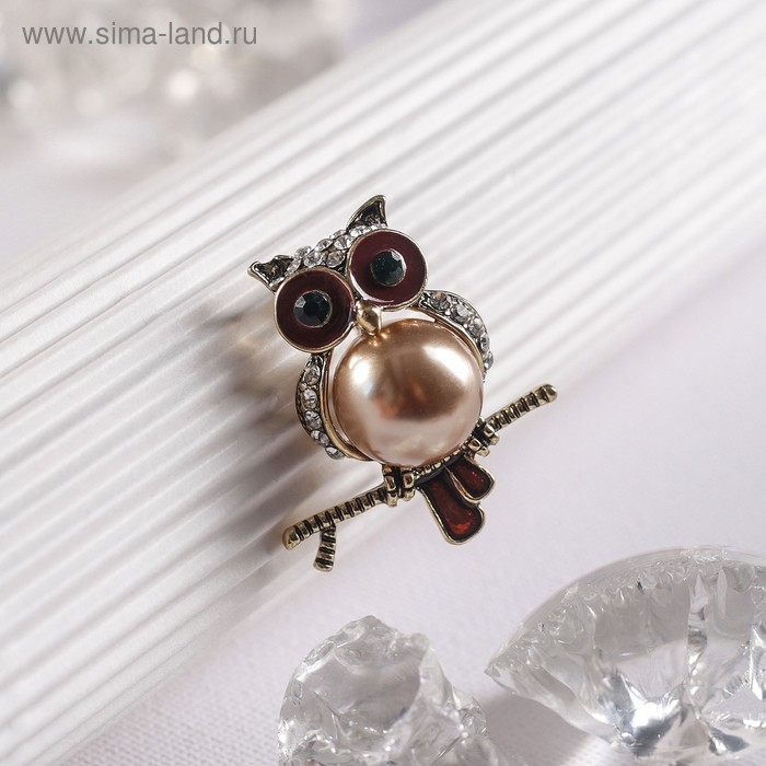 Брошь &laquo;Сова&raquo; мудрая, цветная в чернёном золоте