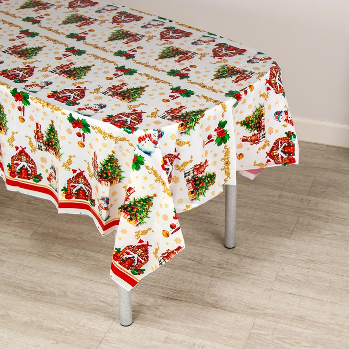 Скатерть новогодняя одноразовая «Снеговик», 180х137 см Скатерть новогодняя одноразовая «Снеговик», 180х137 см