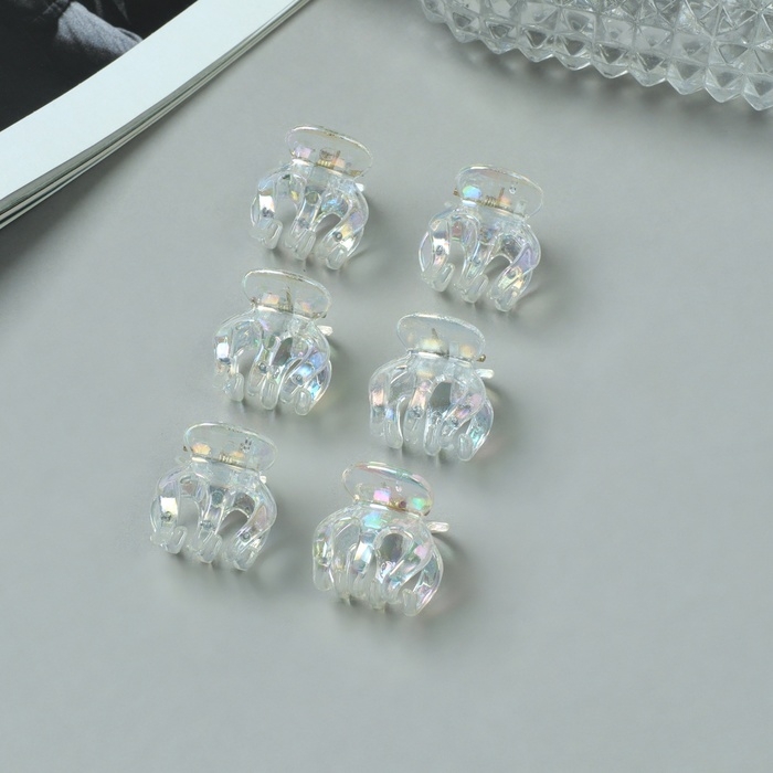 Краб для волос  Краб для волос "Аванти" (набор 6 шт) зубчики, 2 см, прозрачный