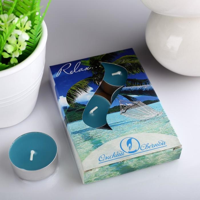 Набор чайных свечей ароматических Набор чайных свечей ароматических "Релакс", 3,8х1,6 см, 3,5 ч, 12 г, 6 штук