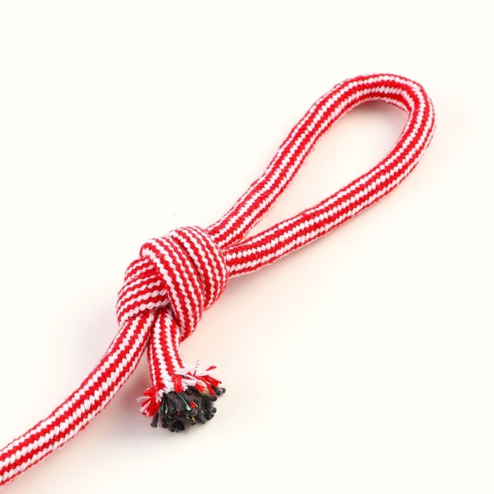 Игрушка-дразнилка для собак с шариком из каната, до 85 г, до 38 см, красная/белая Игрушка-дразнилка для собак с шариком из каната, до 85 г, до 38 см, красная/белая