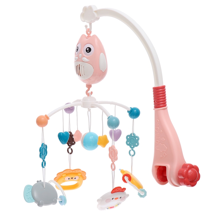 Мобиль музыкальный «Песенки совушки», на батарейках, цвет розовый Мобиль музыкальный «Песенки совушки», на батарейках, цвет розовый