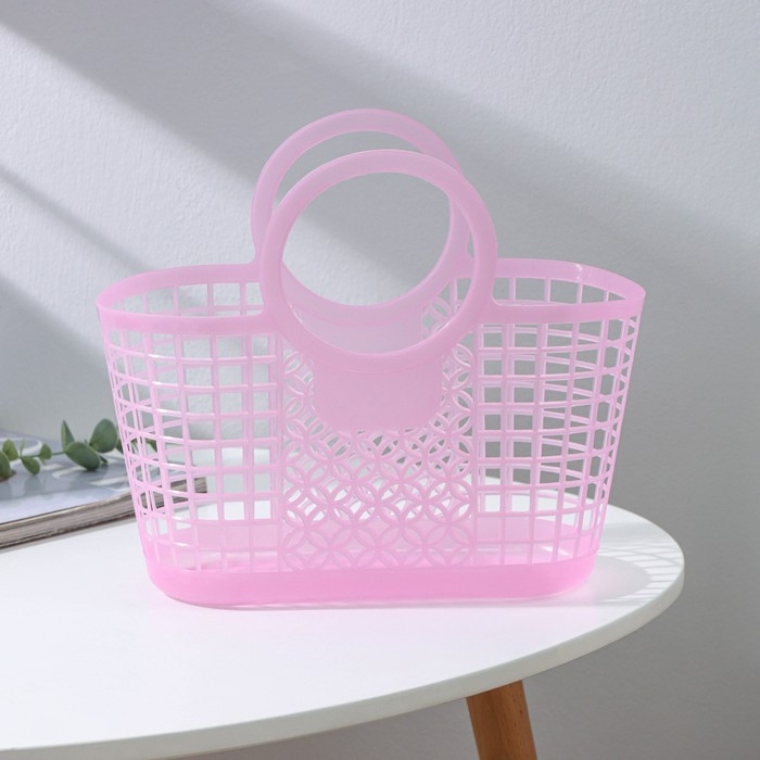 Корзина - сумка для хранения, пластик, 28×14×25 см, цвет МИКС Корзина - сумка для хранения, пластик, 28×14×25 см, цвет МИКС