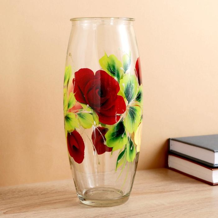 Ваза  Ваза "Розы" роспись на проз.стекле, d-7см 10х23 см