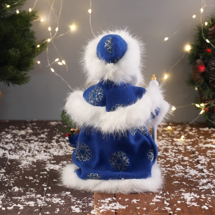 Дед Мороз  Дед Мороз "В пушистой шубе, с мешком" двигается, 30х19 см, синий